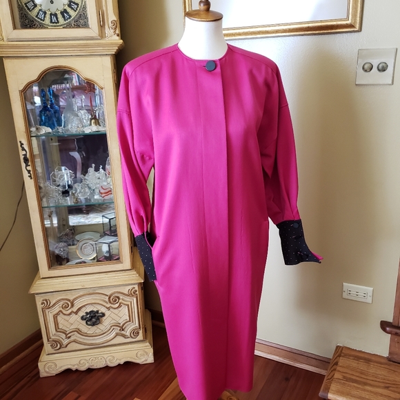 Dior Jackets & Blazers - CHRISTIAN DIOR VINTAGE PINK & BLACK LONG COAT